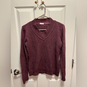 Burgundy V-Neck Sweater